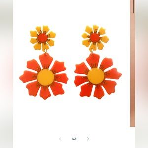 70s Orange Blooms Flower Earrings